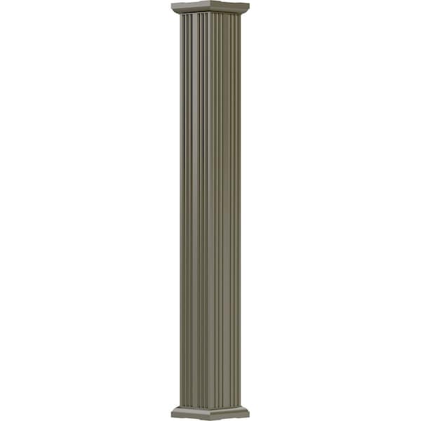 Ekena Millwork 8" x 9' Endura-Aluminum Column, Square Shaft (Load-Bearing 24,000 lbs), Non-Tapered, FLuted EA0809ENFSCTUTU - main